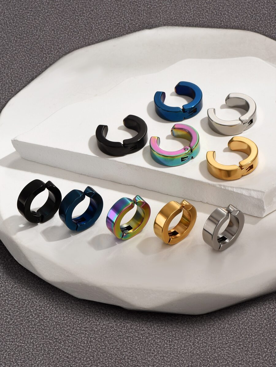 2pcs/set Men Minimalist Ear Cuff - Black - View 1