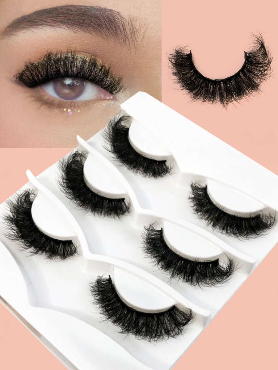 Asiteo 3 Pairs Full Strip Lashes Fluffy Short Natural Thick Soft Volume Long Lasting Wispy False Eyelashes Strip Lashes, Lashes, Eyelashes, Fake Lashes