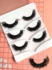 Asiteo 3 Pairs Full Strip Lashes Fluffy Short Natural Thick Soft Volume Long Lasting Wispy False Eyelashes Strip Lashes, Lashes, Eyelashes, Fake Lashes - Black - View 3