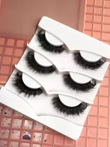 Asiteo 3 Pairs Full Strip Lashes Fluffy Short Natural Thick Soft Volume Long Lasting Wispy False Eyelashes Strip Lashes, Lashes, Eyelashes, Fake Lashes - Black - View 6