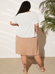 SHEIN CURVE+ con botón delantero Top & Falda amplia - Multicolor - Ver 2