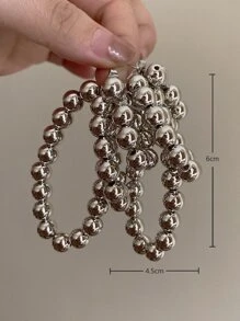 2 piezas Pendientes con diseño de cuenta - Plateado - Ver 3