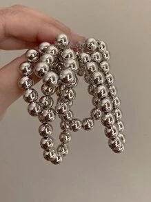 2 piezas Pendientes con diseño de cuenta - Plateado - Ver 4