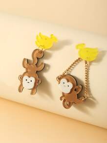 卡通猴子耳墜 - 彩色 - 查看 1