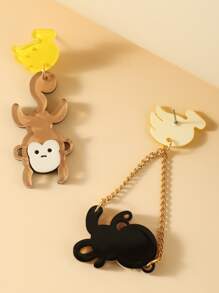 卡通猴子耳墜 - 彩色 - 查看 3