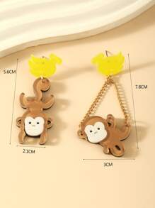 卡通猴子耳墜 - 彩色 - 查看 4