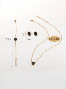 4入組/套優雅黑色大理石紋樣式吊墜項鍊和手鐲和耳釘適用於女士適用於約會禮物