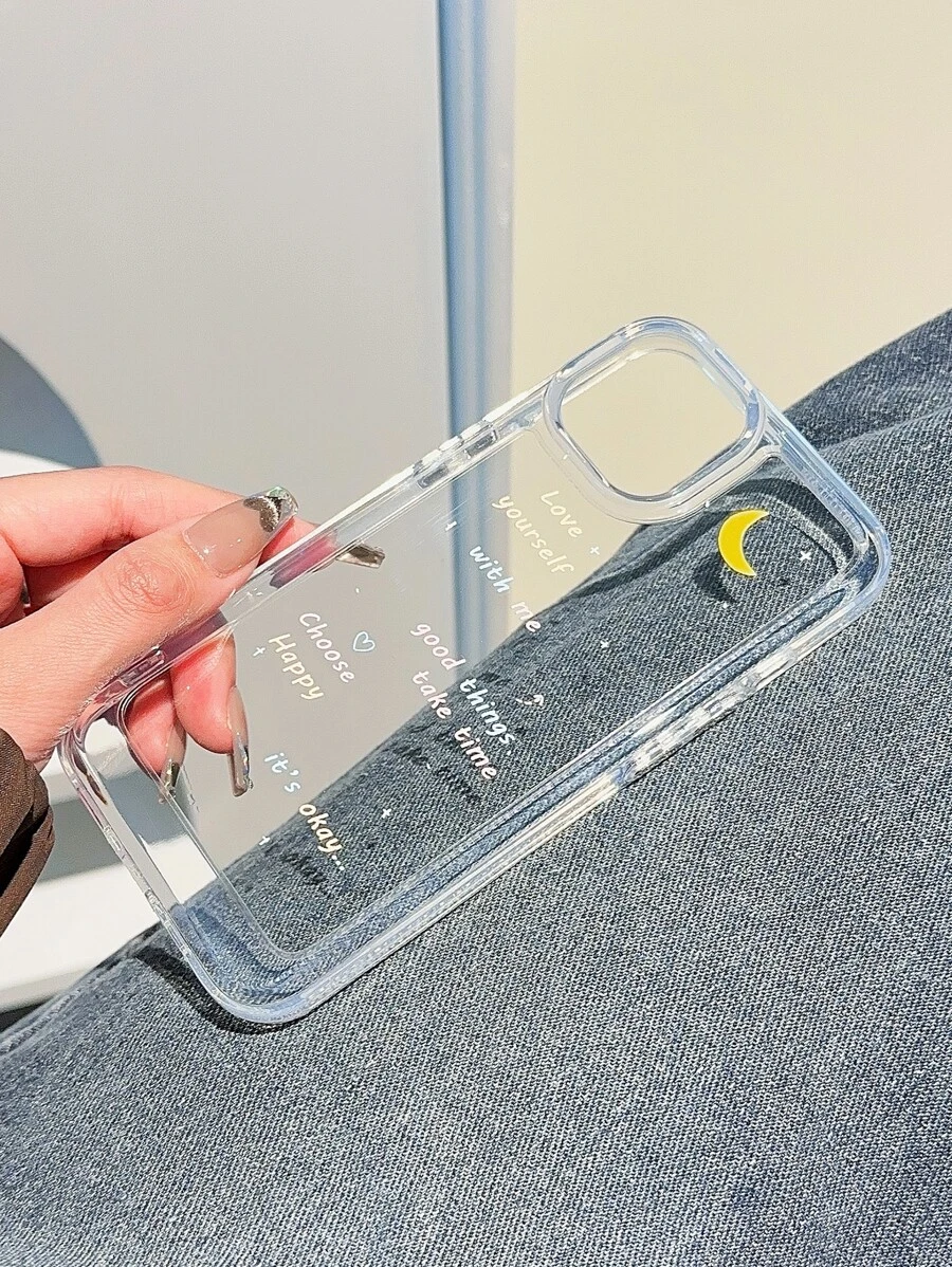 字母圖案透明防摔手機殼 - 彩色 - 查看 1