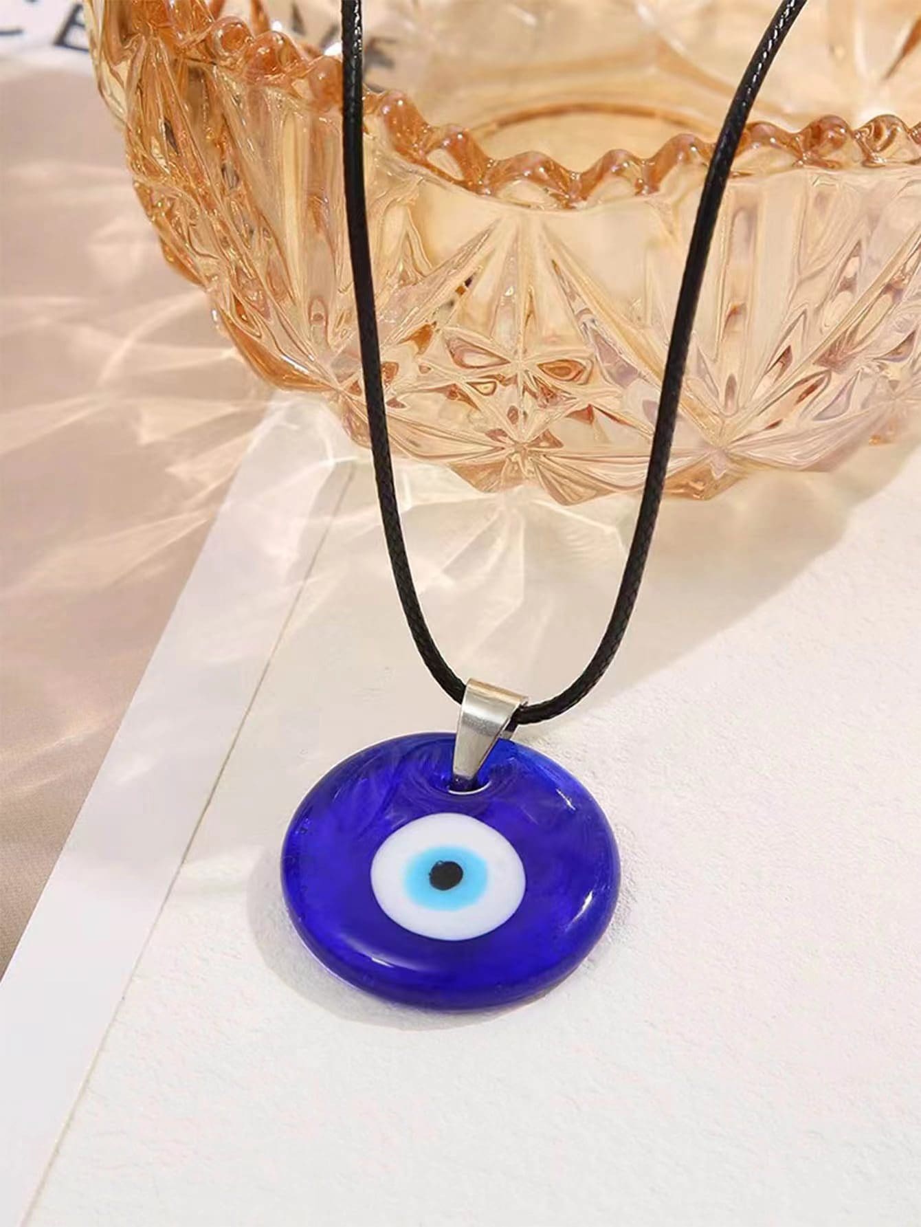 Eye Charm Necklace - Royal Blue - View 1