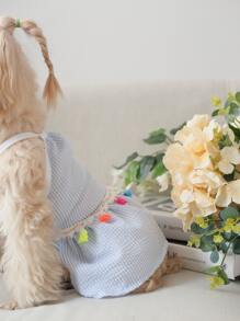 1 chiếc váy trang trí tua rua cho thú cưng - Màu xanh lam - Xem 3