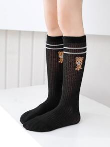 2pairs Toddler Girls Bear Pattern Socks - Multicolor - View 3