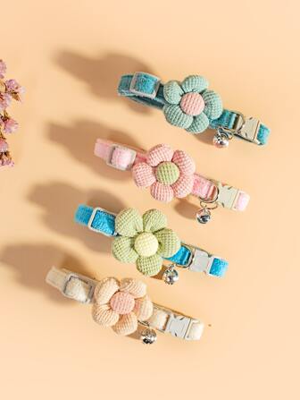 4 piezas Collar para mascota con diseño de flor
