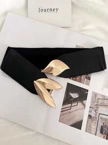 Cinturón con diseño de hoja - Negro - Ver 2