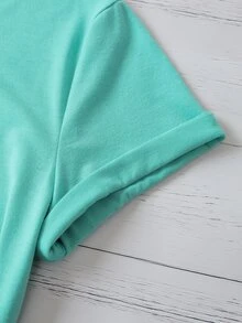 SHEIN LUNE Watermelon & Letter Graphic Tee - Mint Green - View 5