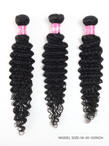 3pcs 10-28 Inch Deep Wave Human Hair Weave Bundle - Black - View 2