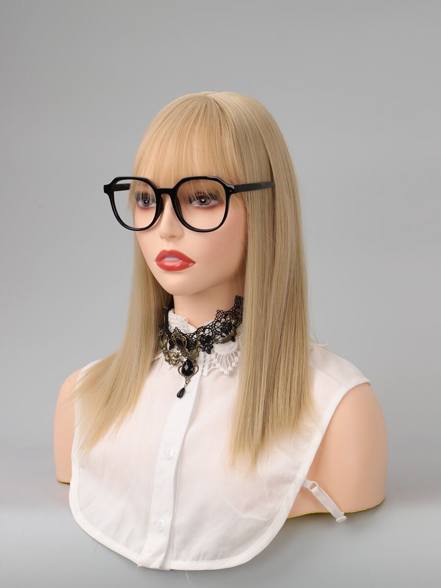 Medium Straight Synthetic Hair Topper With Bangs - Gold - View 1