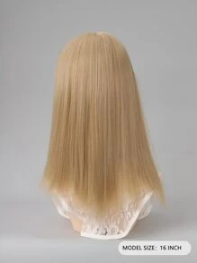 Medium Straight Synthetic Hair Topper With Bangs - Gold - View 2