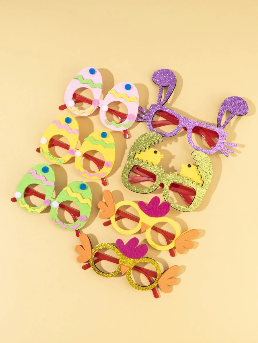 1pc Easter Egg Design Random Pet Glasses - Multicolor - View 1