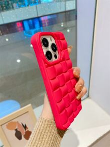 素色編織圖案手機殼 - 玫紅色 - 查看 4