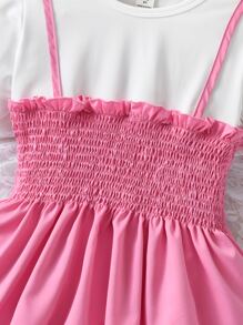 Girls Two Tone Shirred 2 In 1 Tee - Multicolor - View 4