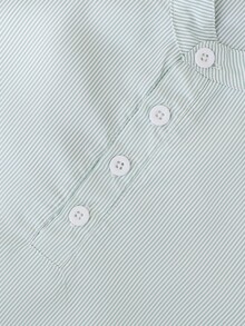 Boys Striped Print Half Button Shirt - Mint Green - View 4