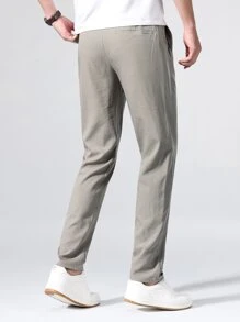 Quần Nam Dây kéo Túi Lá thư Giải trí - Màu Khaki - Xem 2