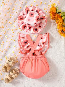 Enterizo De Bebé De Niña Con Diseño De Girasol Y Detalles De Volantes - Rosa - Ver 2