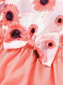 Enterizo De Bebé De Niña Con Diseño De Girasol Y Detalles De Volantes - Rosa - Ver 5