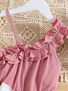 Sparklyn Vestido De Cuello Asimétrico Con Volantes Y Estampado Floral Para Niña Adolescente - Multicolor - Ver 3