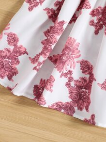 Sparklyn Vestido De Cuello Asimétrico Con Volantes Y Estampado Floral Para Niña Adolescente - Multicolor - Ver 4