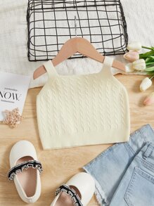 Baby Cable Knit Top - Beige - View 1