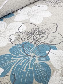 3pcs/set Flower Pattern Bedspread Set, Modern Fabric Quilted Detail Quilt Set (1pc Quilt & 2pcs Pillowcase) For Home - Multicolor - View 5