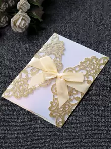 10pcs/Set Gold Carving Craft Decor Invitation Card, Paper Card For Wedding, Party,Christmas - Multicolor - View 1