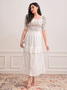 Modelyn Ditsy Floral Print Puff Sleeve Tee - Multicolor - View 2