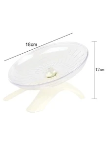 1pc White Hamster Exercise Toy, Flying Saucer Wheel, Bear Shaped Silent Running Wheel, Hedgehog Playing Disc, Running Wheel Set - White - View 3