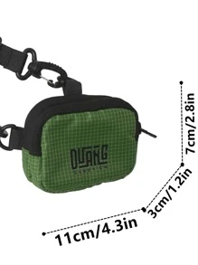 Letter Graphic Crossbody Bag Plaid Pattern - Green - View 3