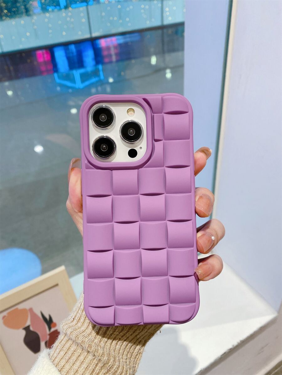 Vỏ điện thoại kẻ sọc nổi - Màu tím - Xem 1