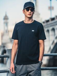 Hombres Camiseta con estampado de letra - Negro - Ver 4