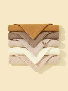 5入組嬰兒素色和彩虹樣式圍兜