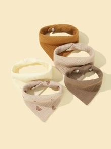 5入組嬰兒素色和彩虹樣式圍兜