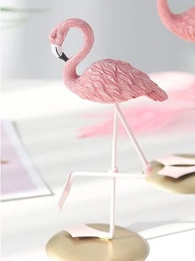 1pc Polyresin Decoration Craft, Cute Flamingo Design Decoration Object For Home Decor - Pink - View 2