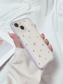 Heart Pattern Clear Phone Case - Multicolor - View 3