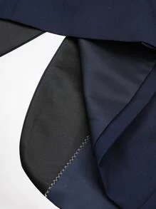 CLOUDSTYLE Men Contrast Panel Shawl Collar Single Button Blazer - Navy Blue - View 5