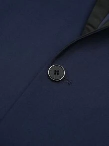 CLOUDSTYLE Men Contrast Panel Shawl Collar Single Button Blazer - Navy Blue - View 6