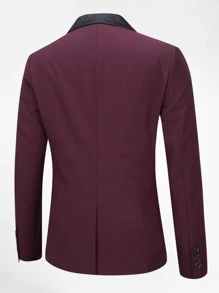 CLOUDSTYLE Áo cộc tay Nam Nút Khối Màu Công việc - Màu Đỏ Sâu - Xem 2