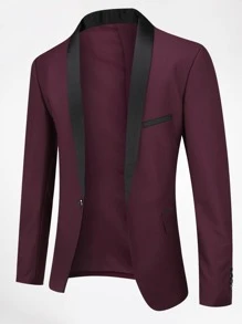 CLOUDSTYLE Áo cộc tay Nam Nút Khối Màu Công việc - Màu Đỏ Sâu - Xem 3