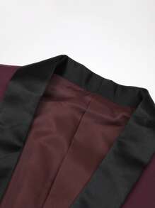 CLOUDSTYLE Áo cộc tay Nam Nút Khối Màu Công việc - Màu Đỏ Sâu - Xem 4