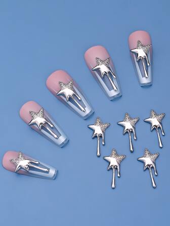 10 piezas de adornos de uñas con estrellas de cinco puntas de estilo retro, suministros para uñas