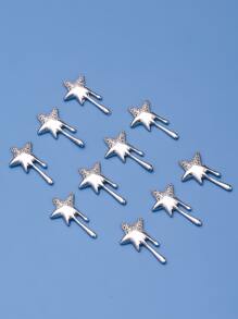 10 件复古五角星 DIY 指甲饰品 指甲宝石 美甲用品 指甲 - 銀色 - 查看 2