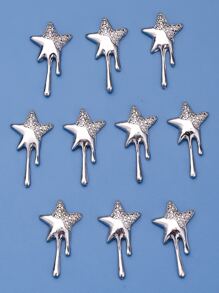 10 件复古五角星 DIY 指甲饰品 指甲宝石 美甲用品 指甲 - 銀色 - 查看 3